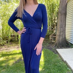 Navy maxi wrap dress